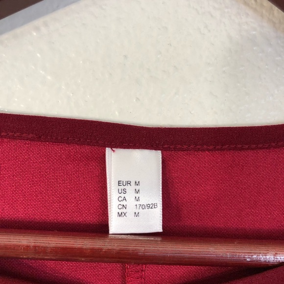 Burgundy Red Mesh White Pearl Long Sleeve Dress - Picture 10 of 13